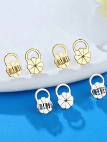 KMEOSCH Earring Backs For Droopy Ears, Adjustable Heavy Earrings Lifters Backs - Floral Pattern With Rings - View 6