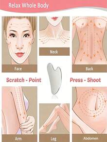 Stainless Steel Gua Sha Tool, Skin Tightening Massage Gua Sha Beauty Tool, Metal Gua Sha Tool Suitable For Face, Body, Eyes, Neck, Chin, Jawline Sculpting, Eyes, Neck, Body Skin Tightening Massage Care Gift (Silver) - Multicolor - View 2