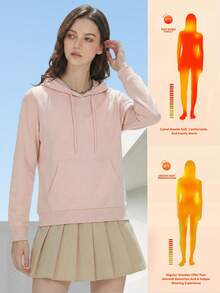 CAMEL CROWN Women's Solid Color Casual Pullover Hoodie, Warm Workout Long Sleeve Top For Running, Winter - Sweet Apricot Powder - View 6