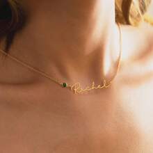 Custom Gold Name Necklace, Name And Birthstone Necklace, Birthstone Necklace, Personalized Gift For Her, Gift For Mom, Anniversary Gift - Multicolor 2 - View 3