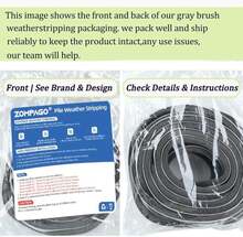 ZOMPAGO Strong Adhesive Brush Weather Stripping,02inx04inx33FT,Grey For Sliding Windows And Door Frames -Seal Strip For Soundproofing,Dustproof, Waterproof, Windproof - Durable And Wear Resistant - ColorA - 查看 9