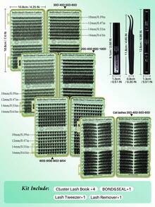 LASHSUN Gift Box, 2304pcs Individual False Eyelashes, 14 Mixed Styles, 10-16mm Cat Eye/Thin/Thick Lashes Set, Includes Bond&Seal Lash Remover And Tweezers, Suitable For Beginners And Experienced Users, Easy DIY At Home, Soft & Comfortable, Suitable For Daily Wear - Black - View 2