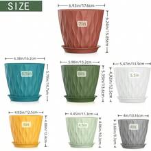 Inch Plant Pots 5 Pack, Flower Planters With Drainage Holes And Trays, Plastic Pots Indoor Outdoor Plants, White - 彩色 + 7+6.5+6+5.5+5+4.5+4英寸 - 查看 2