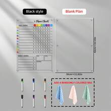 1 set Tableau blanc acrylique format A3, autocollants décoratifs magnétiques colorés pour réfrigérateur, tableau à effacer à sec réutilisable en acrylique coloré avec 6 trous de renforcement, tableau d'écriture de haute qualité, grand tableau mémo (comprend 6 marqueurs de tableau blanc + un efface de couleur aléatoire) - beaucoup - Voir 12