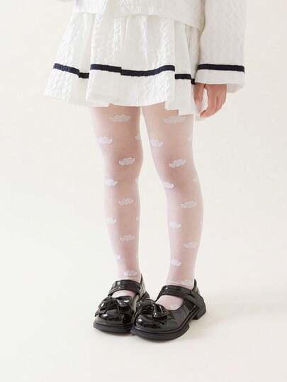 1/3 Pares de Meias-Calças Transparentes para Meninas, Leggings Leves e Respiráveis com Estampa de Nuvens e Corações Brancos, Macias, Confortáveis e Amigáveis à Pele, Versáteis para Uso Casual e Casual, Resistentes a Rasgos, Ideais para o Dia a Dia, Escola, Férias, Festas de Aniversário, Dia dos Namorados e Apresentações de Palco