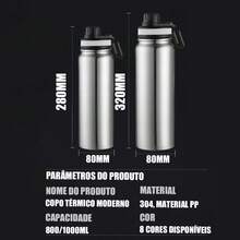 800ml/1000ml Stainless Steel Thermal Bottle For Hot And Cold Drinks With Sporty Handle - White - View 2