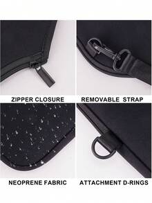 Neoprene Pickleball Paddle Bag Water-Resistant Pickleballs Paddles Cover Protector With Adjustable Removable Strap For 1-2 Paddles Fits Most Paddles, Rackets - Black - View 4