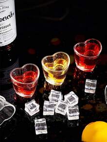 心形杯、心形烈酒杯組、迷你烈酒杯、塑膠心形杯組、塑膠杯、心形烈酒杯，適用於生日和婚禮派對禮物、情人節派對迷你烈酒杯、酒吧推車配件 - 彩色 - 查看 2