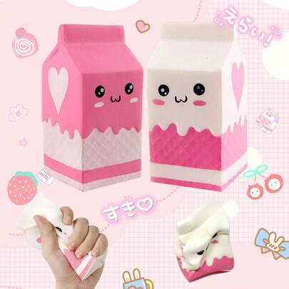 1/2pcs Slow Rebound Milk Carton Shaped Cute Scented Squishy Stress Relief Toy, Super Large Slow Rebound Cute Ice Cream Cone & Cake Shaped Scented Squishy Stress Relief Toy