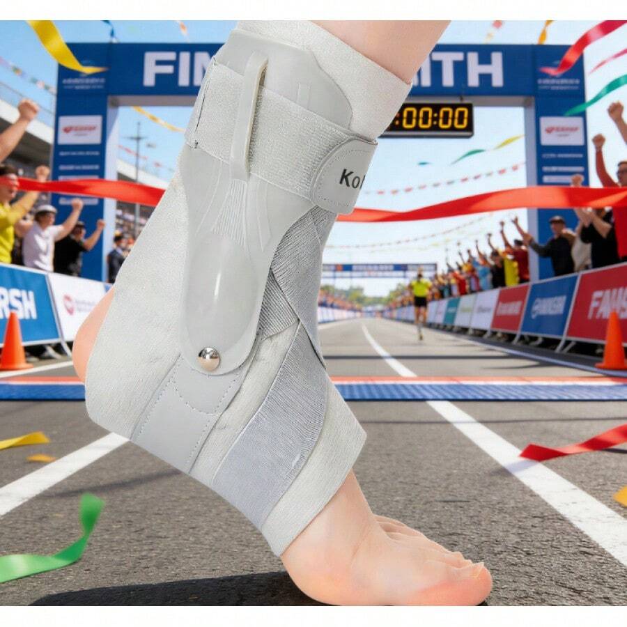 Ankle Brace With Side Stabilizers (Gray X-Large) Adjustable Support For Sprained Ankle Achilles Tendon Relief - Xám - Xem 1