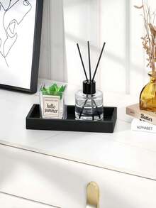 Modern Black Bathroom Silicone Tray, Bathroom Kitchen Countertop Rectangular Flexible Soap Tray, Fashionable Small Dressing Table Tray Storage Rack, Bathroom Accessories-Modern Black