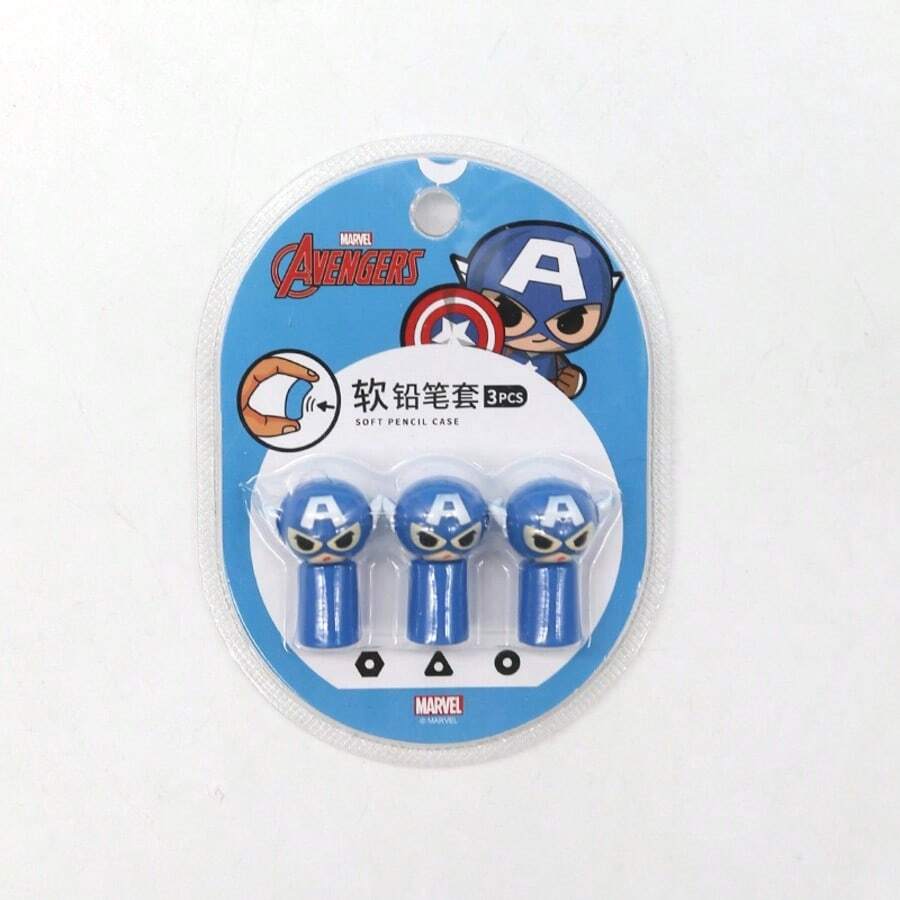 3pcs Cartoon Children's Pencil Caps, Pencil Sleeves, Cartoon Soft Silicone Pencil Toppers, Elementary School Supplies