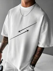 Simple Studio | Áo thun nam tay ngắn in họa tiết tối giản | Thích hợp mặc mùa hè | Thoải mái & Thoáng khí | Phong cách - trắng - Xem 1