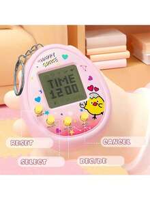 4 Color Random  Electronic Pet Toy, Black & White Screen, Handheld Mini Game Console Pendant, Virtual Pet Raising, Electronic Game Machine Toy, Personalized Heart-Shaped Appearance, Portable Design (Can Be Used As Keychain/Bag Charm), Holiday/Halloween/Christmas/School Gift - Multicolor - View 4
