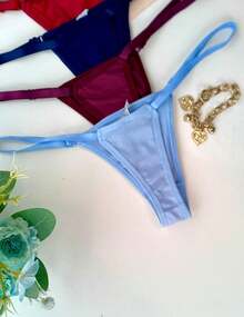 Kit com 3 Calcinhas Fio Dental com Alça de Regulagem Tanga Feminina Sensual Para o Dia a Dia que Não Marca na Roupa Sexy e Confortável Moda Intima Revenda - Multicolorido - Visão 5