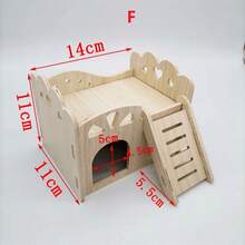 Wooden Hamster Swing Seesaw House, Small Villa Hideout Nest Toy For Hamsters, Gerbils, Parakeets, Pet Exercise Toy Set - Multicolor - View 8