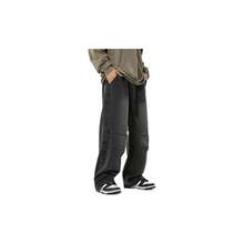 - Pantalones de mezclilla lavados retro para hombre, estilo japons de otoo con cordn - M + Negro11 - Ver 8