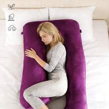 Pregnant Woman Pillow, U-Shaped Full Body Pillow-Detachable Pillowcase Extra Large Size-Gray-Sleeping Pregnant Woman Pillow-Adult Body Pillow, Pregnant Woman Pillow And Pregnancy Essential Mother Day Gift - Màu tím - Xem 3