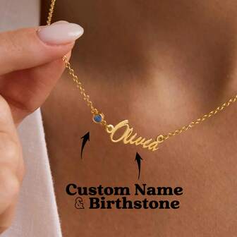 Collar con nombre personalizado y piedra natal, joyería personalizada, collar minimalista, regalo del Día de la Madre, regalo para ella, regalo de Navidad