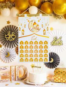 1 Set Weißgold Filz Eid Mubarak Countdown Kalender, Ramadan Kareem Adventskalender Anhänger mit Stern Mond Laterne Design, Ramadan Hängedekoration, Ramadan Kareem Party Zubehör, Ramadan Mubarak Dekorationen, Islamische muslimische Versammlungsdekoration, Ramadan Eid Dekoration, Ramadan Dekorationen für Zuhause, Eid Heimdekoration, Eid Al-Fitr Kalender, Ramadan Geschenke - Weißes Gold - Übersicht 5