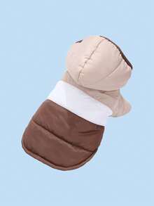 HOLAPET 1pc Pet Hooded Jacket, Warm & Comfortable Clothes For Cats & Small Dogs, Outdoor Windproof Colorblock Coat, Suitable For Medium & Small Breeds - Multicolor - View 24