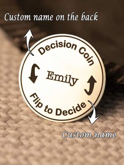 1PC [Customized] Personalized Engraved Decision Coin, Creative Positive And Negative Decision Coin, Can Be Customized Engraved Front And Back Two Names, Name Custom Gift, Suitable For Couple Toss, Gift For Him Or Her - Anniversary Gift - Birthday Gift, Valentine's Day Gift, Sister Gift, Couple Gift, Personalized Gift