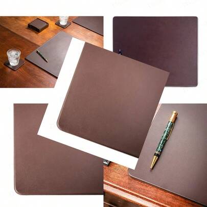 Chocolate Brown Leather 17" X 14" Luxury Conference Table Pad - Leather Desk Bl For Writing - Executive Desk Surface Protector