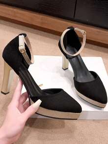 闪亮水钻蝴蝶结银色尖头细高跟女式套脚鞋 - 黑色 - 查看 2