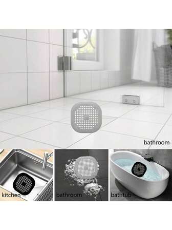 1/2/4 piezas Atrapador de pelo para drenaje, Tapón de pelo de silicona con ventosa, Tapones de drenaje del piso de la bañera y la ducha, Tapones desodorizantes de silicona para la cocina, Atrapador de pelo para drenaje de la ducha, Coladores de fregadero cuadrados, Cubiertas de drenaje de la ducha, Fácil de instalar y limpiar, Para baño, bañera y cocina