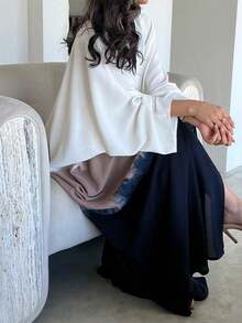 Fashionable Long Batwing Sleeve Cover Up, Casual Zipper Design, Loose Fit, Suitable For Daily Wear