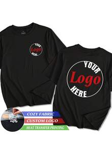 Customized Loose Comfortable Men's T-Shirt, Basic Tee, T-Shirt. Input Your Text - Name, Slogan, Fun Text, Blessing. Upload Your Photo (Partner, Boyfriend/Girlfriend, Pet, Group Photo). Suitable For Couples, Pranks, Surprise Gifts, Company Uniforms, Party Customization. Great Gift For Boyfriend, Family, Friends On Birthday, Holidays, Valentine's Day, Anniversary. - Black - View 1