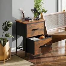 silla de oficinaBuros para recamara Burós Mesa de Noche con 2 cajones Organizador de Tela para vestidor para Dormitorio Armario Pasillo guardería Mesa Auxiliar Mueble Lateral Marrón - Marrn - Ver 4