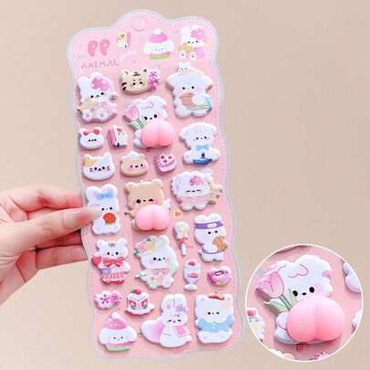可爱动物软萌捏捏乐贴纸，减压贴纸，适用于DIY剪贴簿、吉他、手机壳、笔记本电脑装饰