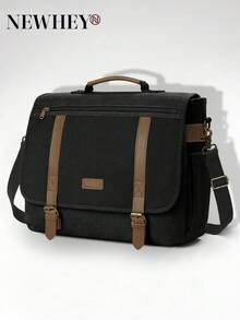 NEWHEY Messenger Bag Men 15.6 Inch Laptop Bag Vintage Canvas Briefcase Retro Work Computer Bag Large Shoulder Bag Water Resistant Cross-Body Satchel Bag For Business Office College Travel Laptop Case - Multicolor - View 12