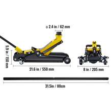 Floor Jack, 2.5 Ton Low Profile Floor Jack, Heavy-Duty Steel Racing Floor Jack With Single Piston Lift Pump, Floor Jack Lifting Range 3.35"-14.96" - Yellow - View 10