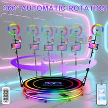Fotomatón 360 con anillo de luz RGB, logotipo gratuito, control mediante app, fotomatón giratorio automático de 360 grados con estuche de transporte - 80cm/31.5inch - Ver 2