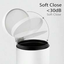 Small Trash Can With Lid Soft Close, 4.5 Liters / 1.2 Gallon Bathroom Garbage Can, Mini Step Trash Bin, Stainless Steel Wastebasket For Bathroom, Bedroom, Office (White),White - 白色 - 查看 3