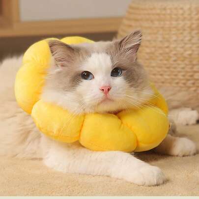 Adjustable Sunflower Recovery Collar For Cats: Soft Cone For Post-Operative Recovery, Anti-Lick Design, Cute Sunflower Shape, Suitable For XS Cats (1.1-4.4 Lb)