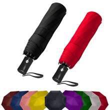 2 Packs Windproof Travel Compact Umbrella, 8-Ribs Anti-UV Waterproof Folding Umbrella With Telfon Coating-One Button For Auto Open And Close. (Black & Red, 2 Pack),42Inch-2Packs,Black&Red - Black & Red - View 1