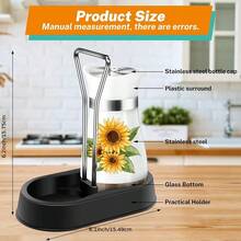 kumlioon 向日葵造型盐瓶和胡椒瓶套装，带手柄支架 - 现代玻璃厨房装饰 - 适用于家庭、餐厅、婚礼 - 可爱时尚的厨房配件，盐瓶和胡椒瓶，玻璃底盐瓶和胡椒瓶，带稳固支架，适用于厨房用具、烹饪台、房车、露营、烧烤、洒水瓶、厨房用品