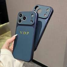 Ốp điện thoại in chữ cái đầu tên cá nhân, tương thích với iPhone 17 Pro Max, thiết kế khắc nổi 3D, lựa chọn quà tặng lý tưởng. - Màu xanh lam - Xem 9