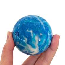 1pc Dominican Carnival Lima Stone Sphere/Pillar - Blue And White Marble-Patterned Quartz Sphere - Bohemian Style Home Decor, Perfect Holiday Gift For Easter, Halloween, And Thanksgiving.