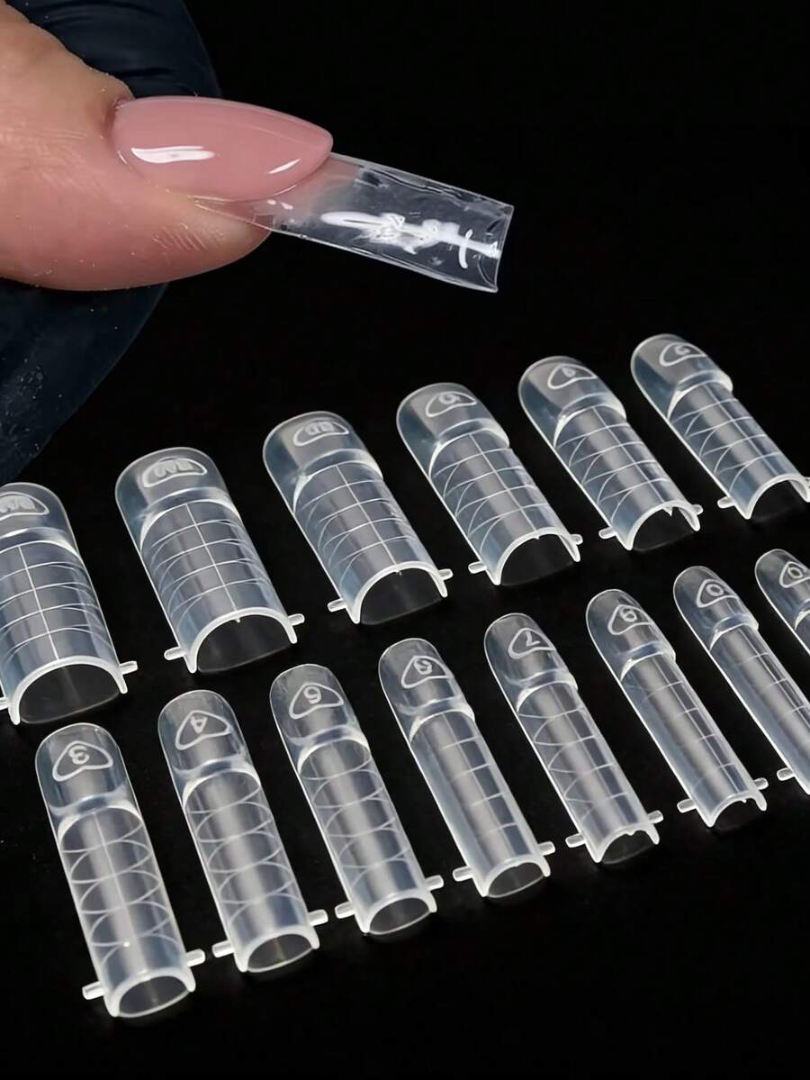 150pcs/Box Intelligent French Manicure Stickers, Painless Nail Sculpture Tools, Quick Extension Double-Sided Nail Stickers, Nail Art Supplies - Multicolor - View 1