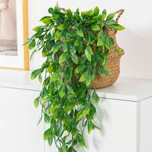 1 buc plante verzi artificiale suspendate de 30,31 inch, iarbă fildeș, decorare cu plante artificiale, plante verzi suspendate false, plante simulate, potrivite pentru decorarea camerei de acasă, decorare pentru rafturi interioare, decorare pentru grădină de perete exterioară, decorare pentru cadru de masă de terasă - Verde - Vizualizare 2