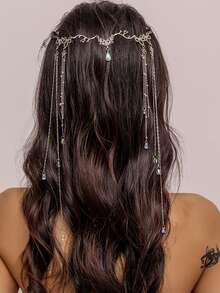 1pc Retro Tassel Hair Clip & Crystal Teardrop Hair Chain, Bridal Headpiece, Suitable For Dress, Wedding Gown, Hanfu, Headwear, Hair Accessory, Bride To Be, Hair Accessories For Women