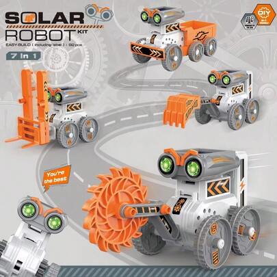Solar-Powered Robot Building Kit, STEM Gift For Boys Aged 8-13, 7-In-1 DIY Science Education Robot Toy, Suitable As A Birthday Gift For Children And Teenagers, Powered By Sun Or Batteries