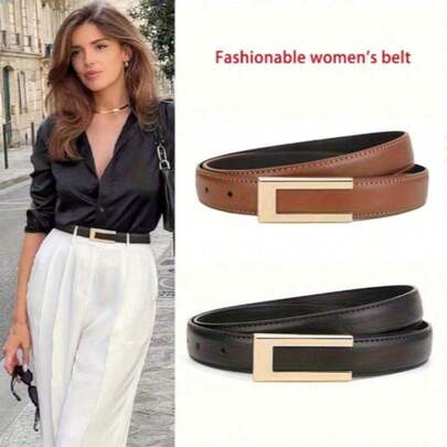 1pc Women's Minimalist Elegant High-Quality Metal Alloy Belt, Solid Color Stylish Waist Belt Accessory Suitable For Young And Middle-Aged Women, Enhances Feminine Charm, U-Shaped Handmade Buckle Thin Waist Belt, Can Be Paired With Classic Pants/Skirts, Suitable For Office, School, Daily Wear, Fashion, Youth, Outdoor, Vacation, Sports, Travel, Street, Outfit Matching, Back To School, Halloween And Other Occasions.