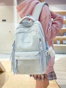 Large Capacity Women's Backpack, School Bag, Campus Bag, Travel Bag - Mint Blue - View 2