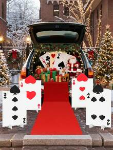 4件套 - 仙境主题派对装饰，大型女王士兵扑克牌标志，带“不给糖就捣蛋”主题派对装饰，仙境草坪花园标志，万圣节户外装饰，主题派对装饰，巨型游乐场标志，带赌注，大型仙境草坪标志，非常适合派对入口，汽车心形入口拱门，魔术师生日装饰 - 彩色 - 查看 8