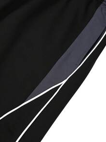 男士多口袋宽松工装短裤，休闲运动短裤，适合日常通勤、健身、户外活动、徒步旅行，宽松版型，时尚百搭，适合夏季穿着，街头服饰 - 黑色 - 查看 6